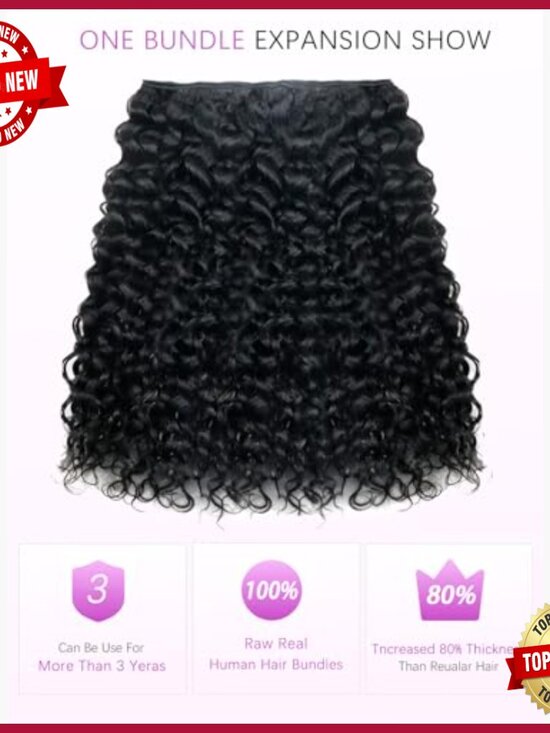 16 Inch Water Wave Curly Human Hair Extensions, Triple Lifespan, Quick Weave main image 4